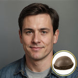 PREMIUM ΑΝΔΡΙΚΟ TOUPEE ΦΥΣΙΚΗ ΤΡΙΧΑ 6 ΚΑΣΤΑΝΟ