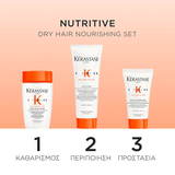 Kérastase Nutritive Essentials Set (Bain Satin Riche Shampoo 80ml, Lait Vital 75ml, Nectar Thermique Blow Dry 45ml)