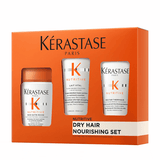 Kérastase Nutritive Essentials Set (Bain Satin Riche Shampoo 80ml, Lait Vital 75ml, Nectar Thermique Blow Dry 45ml)