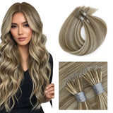 Micro Nano Ring Hair Extensions Φυσική Τρίχα Ανταυγειες No 6P22