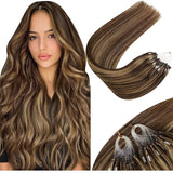 Micro Ring Loop Hair Extensions Φυσική Τρίχα Remy Balayage No 4/24/4