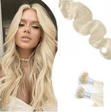 Micro Nano Ring Hair Extensions Σγουρά Φυσική Τρίχα Πλατινέ No 60