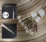 Micro Nano Ring Hair Extensions Φυσική Τρίχα Remy Ανταύγειες No 9AP60