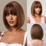 Περούκα Συνθετική Τρίχα Καρέ Με Αφέλειες Καστανοκόκκινο No 34