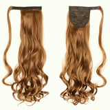 Συνθετικό Ponytail Σγουρό Extensions Wrap Around With Clips Ξανθό Καραμελέ No 27