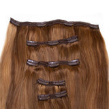 Seamless1 Hair Extensions Συνθετική Τρέσα Με Κλιπ 5 Κομμάτια Caramel Blend 55εκ