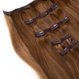 Seamless1 Hair Extensions Συνθετική Τρέσα Με Κλιπ 5 Κομμάτια Caramel Blend 55εκ