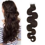 Tape Extension Σγουρά Φυσική Τρίχα Remy Καστανό Σοκολατί No 4 - Romylos All About Hair