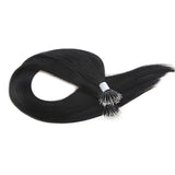 Micro Nano Ring Hair Extensions Φυσική Τρίχα Remy Μαύρα Jet Black No 1 - Romylos All About Hair