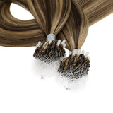 Micro Ring Loop Hair Extensions Φυσική Τρίχα Remy Balayage #P4/27 - Romylos All About Hair