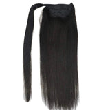 Ponytail Extensions Φυσική Τρίχα Wrap Around With Clips Μαύρο Φυσικό Off Black No 1B - Romylos All About Hair