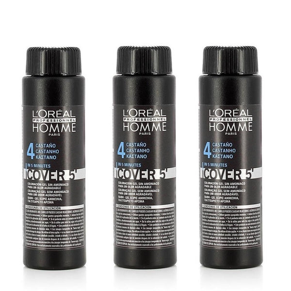 L'Oreal Professionnel Homme Cover 5' Νο4 Kαστανό 3x50ml - Romylos All About Hair