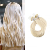 Micro Ring Loop Hair Extensions Φυσική Τρίχα Remy Πλατινέ No 60