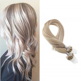 Micro Ring Loop Hair Extensions Φυσική Τρίχα Remy Balayage No P18/613 - Romylos All About Hair