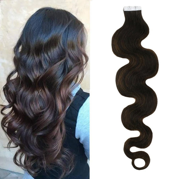 Tape Extension Σγουρά Φυσική Τρίχα Remy Balayage No 2/6/2 - Romylos All About Hair