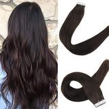 Tape Extension Φυσική Τρίχα Remy Καστανό Σκούρο No 2 - Romylos All About Hair
