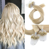 Micro Ring Loop Hair Extensions Φυσική Τρίχα Remy Ξανθά No 613
