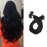 Micro Ring Loop Hair Extensions Φυσική Τρίχα Remy Μαύρα Jet Black No 1