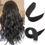 Tape Extension Φυσική Τρίχα Remy Μαύρο Φυσικό Off Black No 1B - Romylos All About Hair