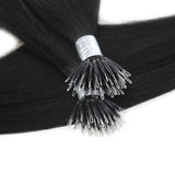 Micro Nano Ring Hair Extensions Φυσική Τρίχα Remy Μαύρα Jet Black No 1 - Romylos All About Hair