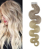 Tape Extension Σγουρά Φυσική Τρίχα Remy Balayage 18/22/60 - Romylos All About Hair