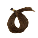 Micro Ring (i-tip) Hair Extensions Φυσική Τρίχα Remy Μεσαίο Καστανό No 4 - Romylos All About Hair