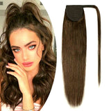 Ponytail Extensions Φυσική Τρίχα Wrap Around With Clips Καστανό Σοκολατί No 4 - Romylos All About Hair