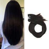 Τρέσα Με Κλιπ Φυσική Τρίχα Μαύρο Φυσικό Off Black No 1B - Romylos All About Hair