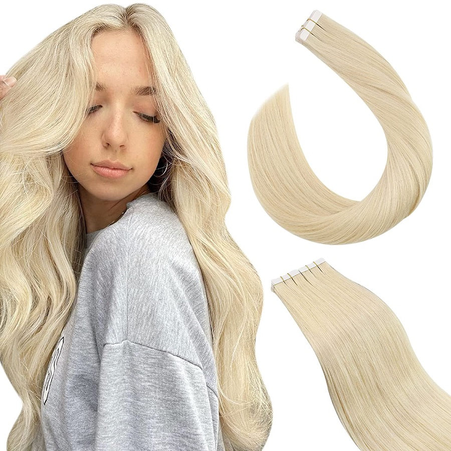 Tape Extension Virgin Φυσική Τρίχα Πλατινέ No 60 Romylos All About Hair