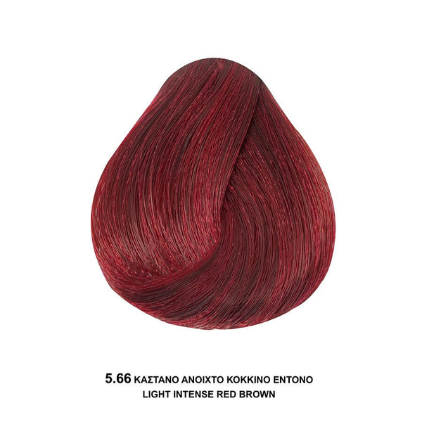 Bioshev Professional Hair Color Cream 5.66 Ξανθό Καστανό Ανοικτό Έντονο Κόκκινο 100ml