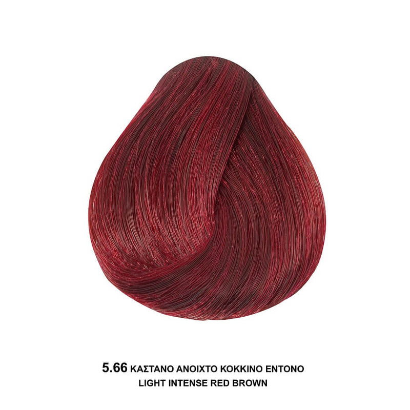 Bioshev Professional Hair Color Cream 5.66 Ξανθό Καστανό Ανοικτό Έντονο Κόκκινο 100ml