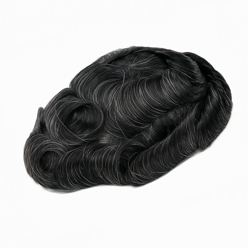 PREMIUM ΑΝΔΡΙΚΟ TOUPEE ΦΥΣΙΚΗ ΤΡΙΧΑ 1Β10 ΣΚΟΥΡΟ ΚΑΣΤΑΝΟ ΜΕ 10% ΓΚΡΙ ΤΡΙΧΕΣ