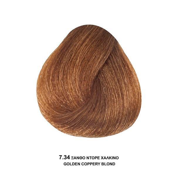 Bioshev Professional Hair Color Cream Ammonia Free 7.34 Ξανθό Ντορέ Χάλκινο 100ml