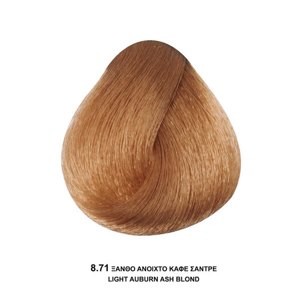 Bioshev Professional Hair Color Cream Ammonia Free 8.71 Ξανθό Ανοικτό Καφέ Σαντρέ 100ml