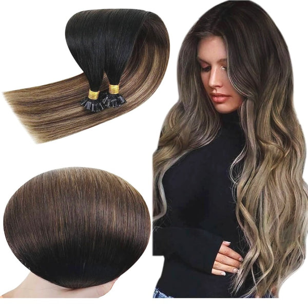 Extension Κερατίνης Virgin Φυσική Τρίχα Σετ 10 Τούφες Balayage No 1B/6/27