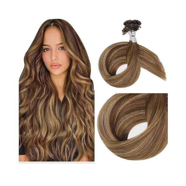 Extension Κερατίνης Virgin Φυσική Τρίχα Σετ 10 Τούφες Balayage No 4/24/4