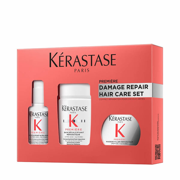 Kérastase Première Essentials Set (Concentré Décalcifiant Ultra-Réparateur 45ml, Bain Décalcifiant Réparateur 80ml, Masque Filler Réparateur 75ml)