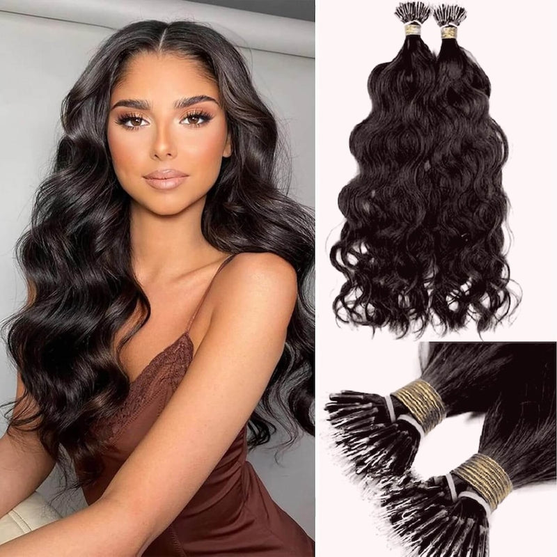 Micro Nano Ring Hair Extensions Σγουρά Φυσική Τρίχα Καστανό Σκούρο No 2