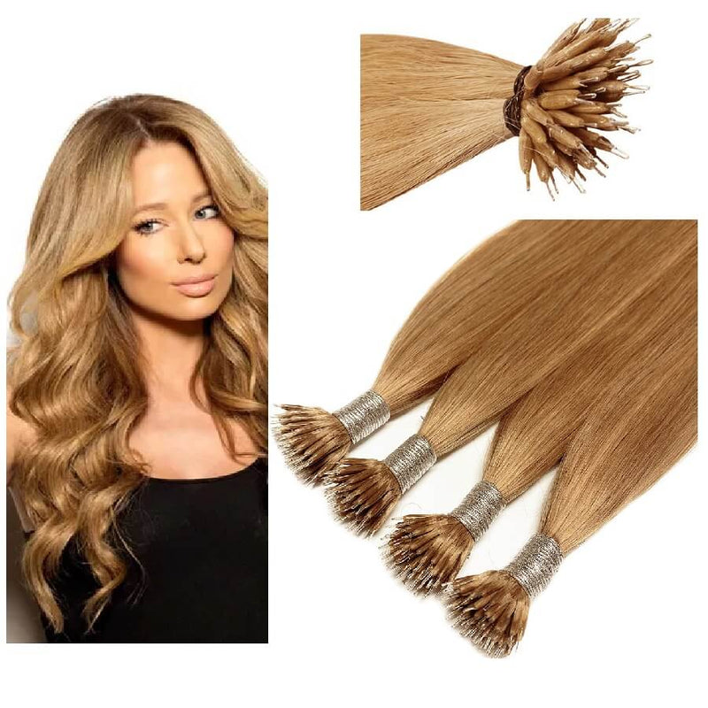 Micro Nano Ring Hair Extensions Φυσική Τρίχα Remy Ξανθό No 12
