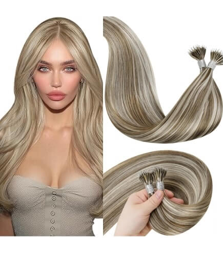 Micro Nano Ring Hair Extensions Φυσική Τρίχα Remy Ανταύγειες No 9AP60