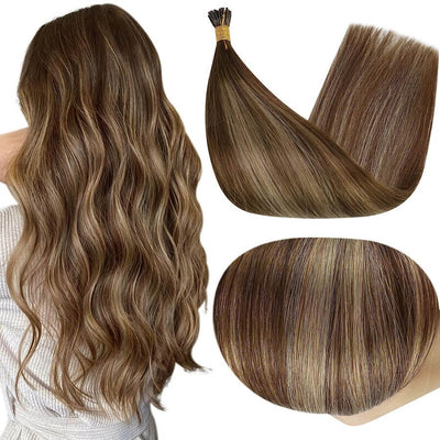 Micro Ring (i-tip) Hair Extensions Φυσική Τρίχα Balayage No 4/24/4