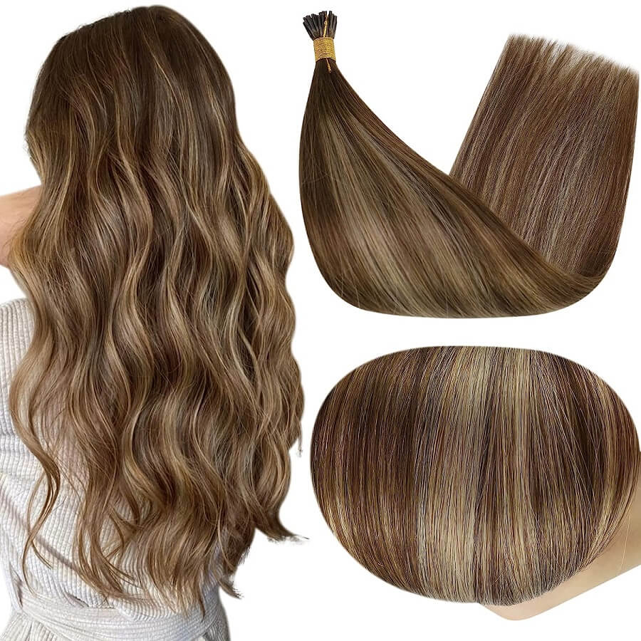 Micro Ring (i-tip) Hair Extensions Φυσική Τρίχα Balayage No 4/24/4