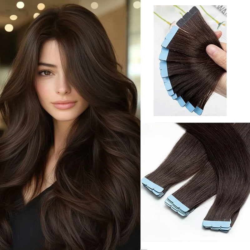 Mini Tape Extension Φυσική Τρίχα Remy Καστανό Σκούρο No 2