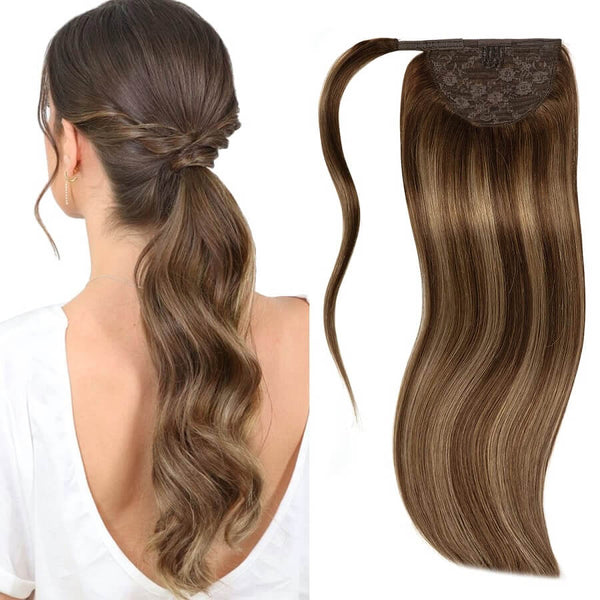 Ponytail Extensions Φυσική Τρίχα Wrap Around With Clips Balayage No P2/6