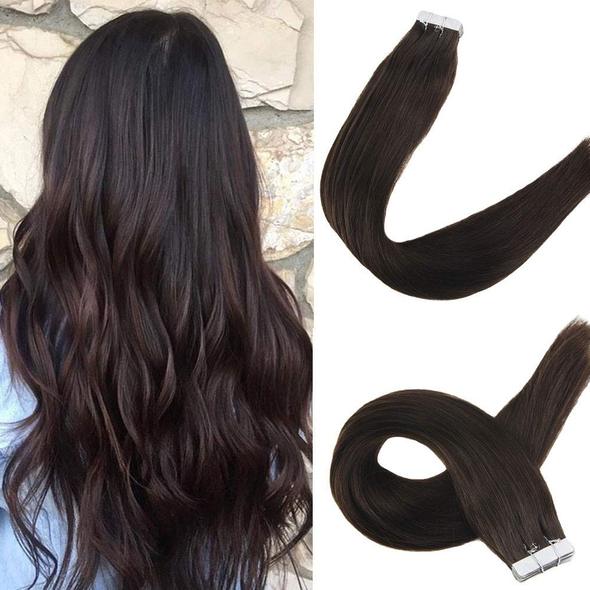 Tape Extension 70cm Φυσική Τρίχα Remy Καστανό Σκούρο No 2