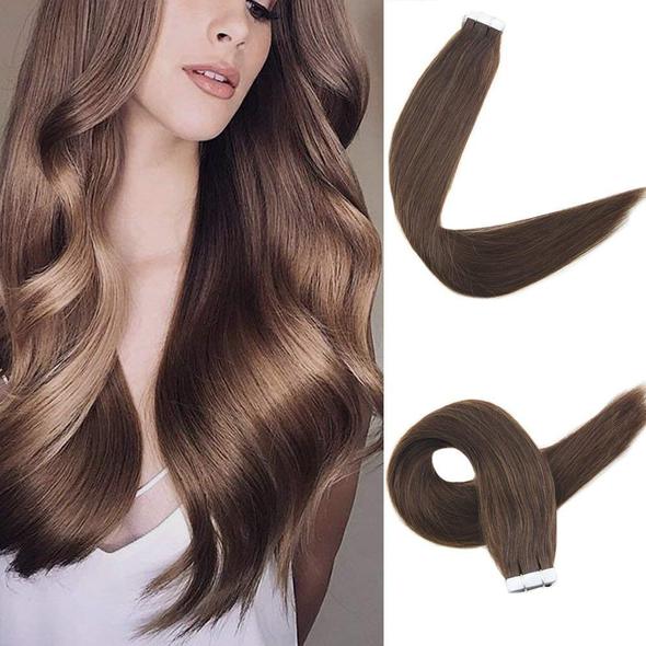 Tape Extension 70cm Φυσική Τρίχα Remy Καστανό No 4