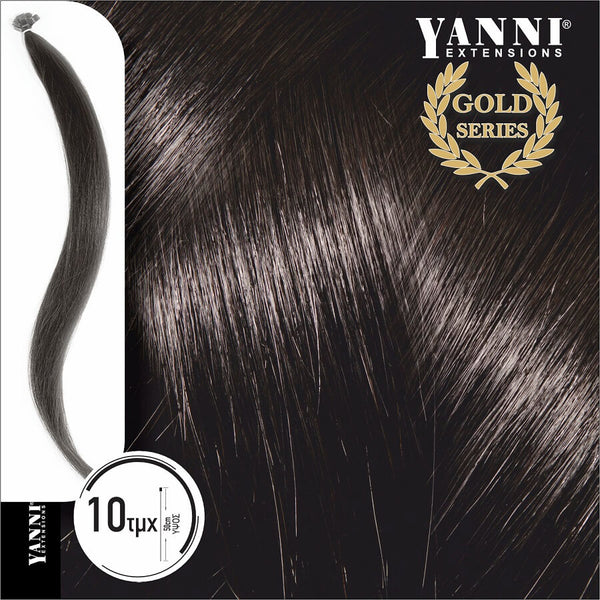 Yanni Extensions Gold 10 Τούφες Κερατίνης No 1.0 Μαύρο 50cm