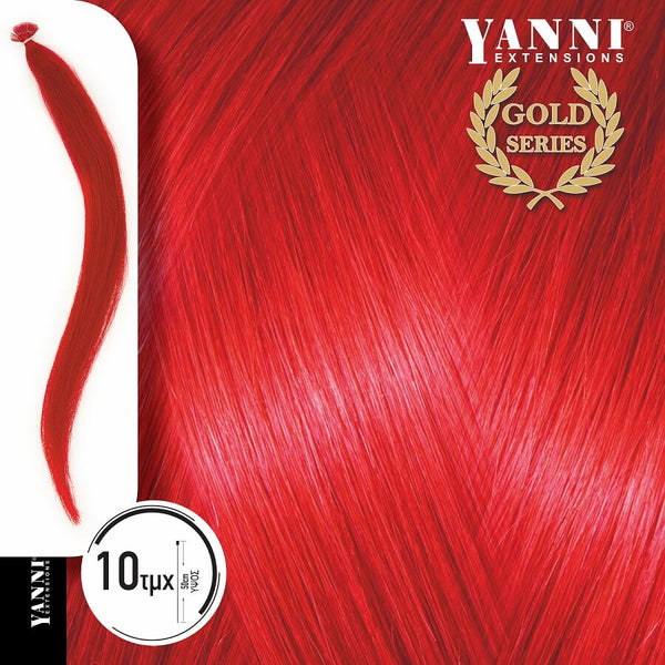 Yanni Extensions Gold 10 Τούφες Κερατίνης Κόκκινο 50cm