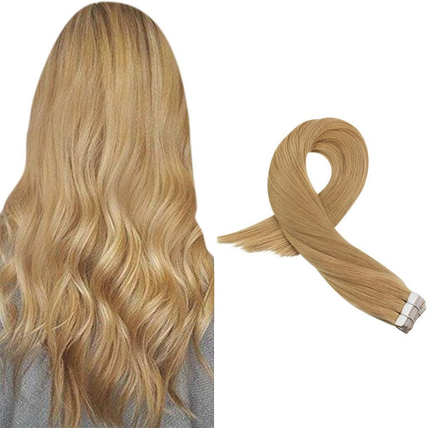 Tape Extension Φυσική Τρίχα Remy Ξανθό Καραμελέ No 27 - Romylos All About Hair