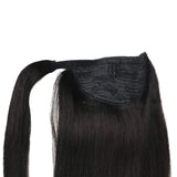 Ponytail Extensions Φυσική Τρίχα Wrap Around With Clips Μαύρο Φυσικό Off Black No 1B - Romylos All About Hair